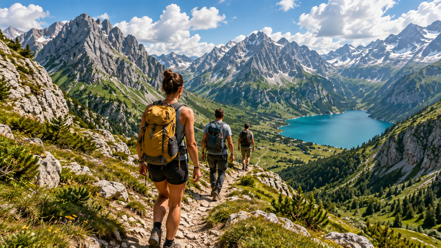 Traveler hiking in Albania